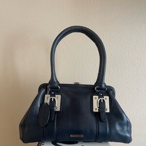 Genuine Leather Pelle Studio Shoulder Bag — Navy Blue
